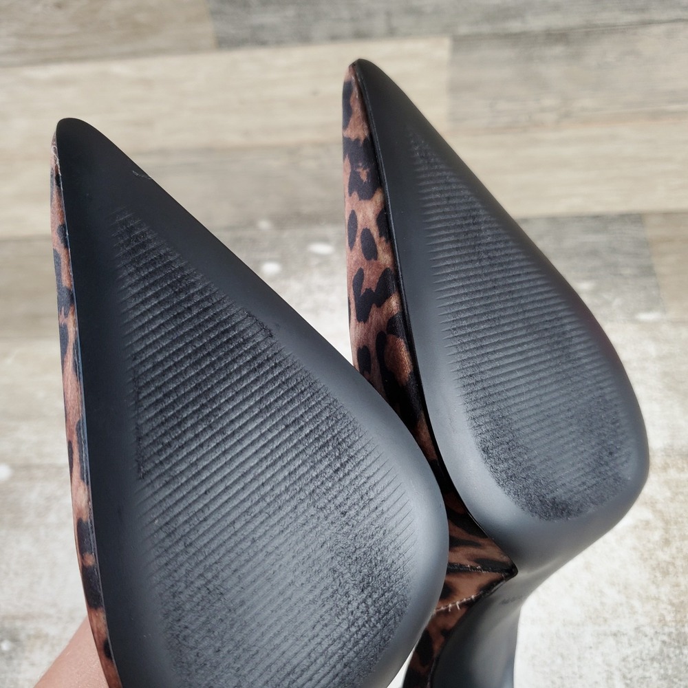Steve Madden Blare Womens Pumps Sz 7.5 M Black Brown Leopard Print Block Heel - Picture 9 of 10